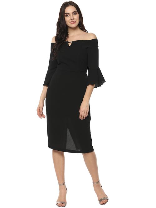 women solid bell sleeves bodycon dress - 21739992 - Very Small Image - 1