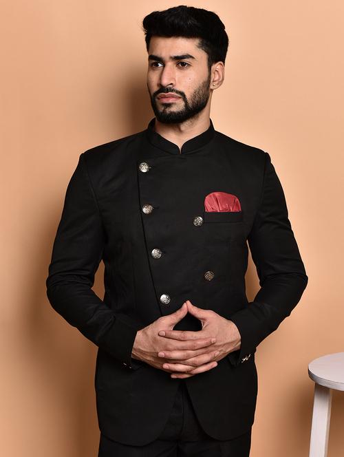 men solid bandhgala casual blazer - 21740134 - Very Small Image - 1