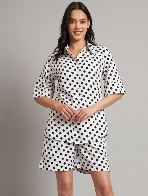 women polka doted shirt and shorts co-ord set - 21740855 - Very Small Image - 1