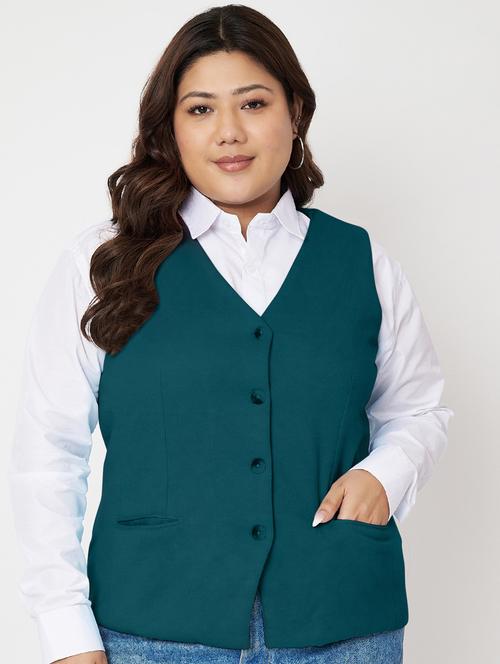 women plus size solid sleeveless waist coat - 21740868 - Very Small Image - 1