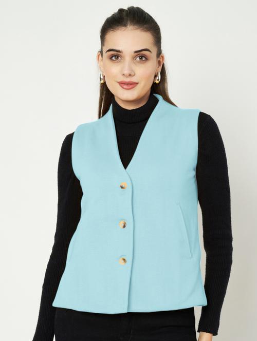 women solid sleeveless waist coat - 21740889 - Very Small Image - 1