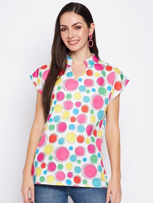 women printed mandarin neck top - 21741065 - Very Small Image - 1