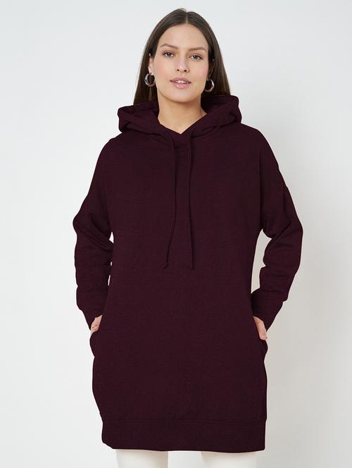 women plus size solid hooded long sleeves sweatshirt - 21741300 - Very Small Image - 1