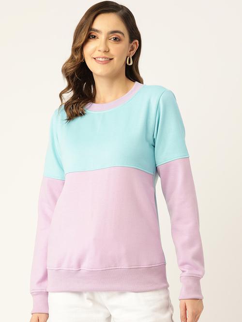 women color blocked long sleeves sweatshirt - 21741332 - Very Small Image - 1