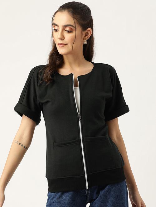 women solid short sleeves summer jacket - 21741642 - Very Small Image - 1