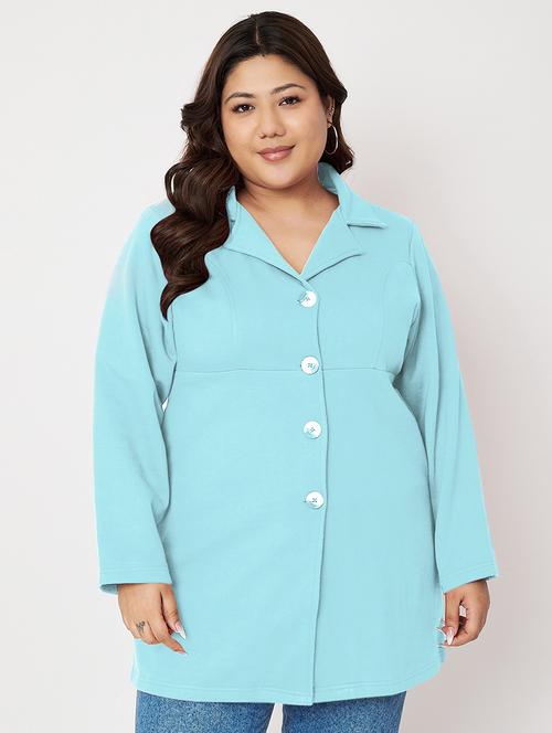 women plus size solid long sleeves regular coat - 21741950 - Very Small Image - 1
