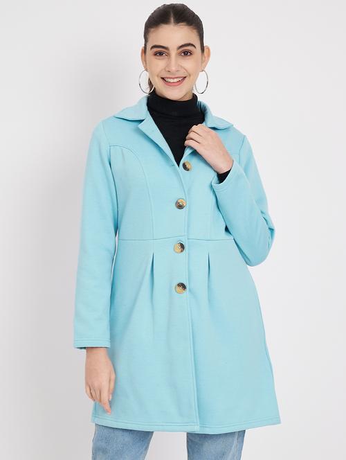 women solid long sleeves overcoat  - 21741980 - Very Small Image - 1