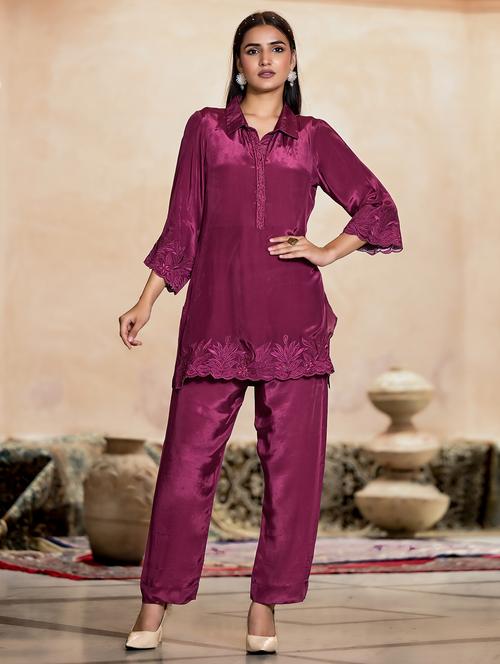 women embroidered top and trouser co-ords set - 21742042 - Very Small Image - 1