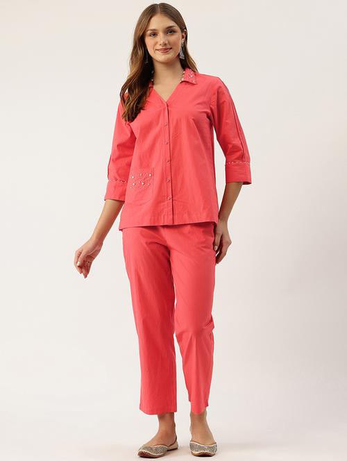 women solid shirt and trouser co-ords set - 21742045 - Very Small Image - 1