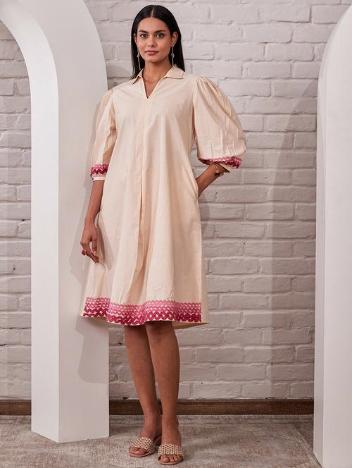 women collared solid a-line ethnic dress - 21742127 - Very Small Image - 1