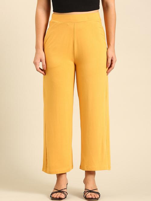 women solid high rise wide leg trouser - 21742147 - Very Small Image - 1