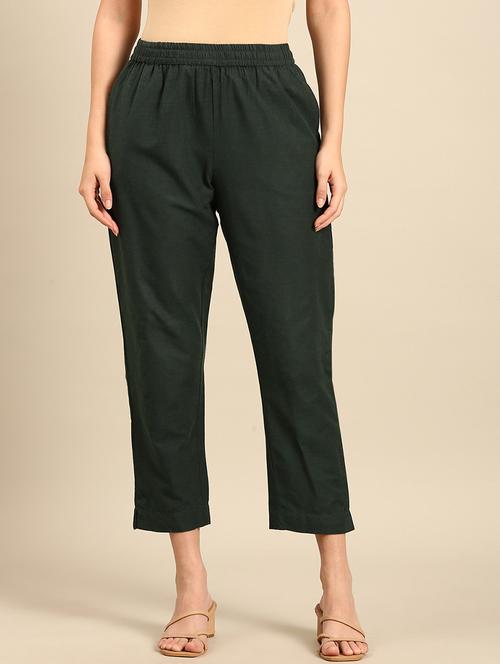 women solid mid rise cigarette pants - 21742165 - Very Small Image - 1