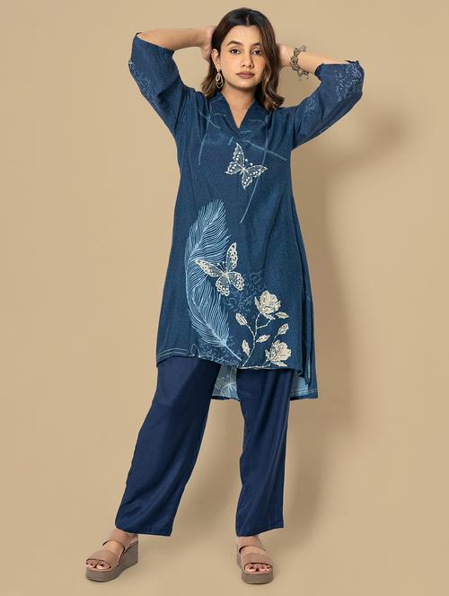 women printed v neck kurta pant co-ords set - 21742330 - Very Small Image - 1