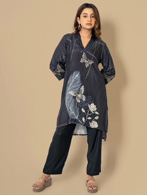 women printed v neck kurta pant co-ords set - 21742331 - Very Small Image - 1