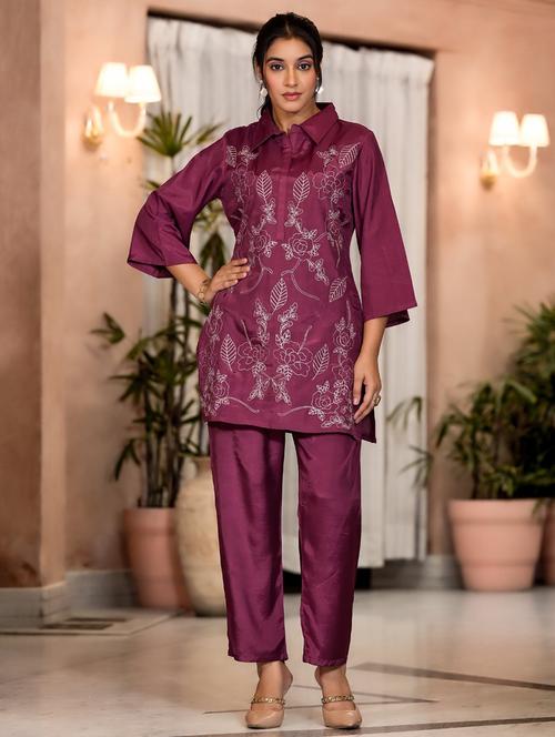 women embroidered top & bottom co-ord set - 21742340 - Very Small Image - 1