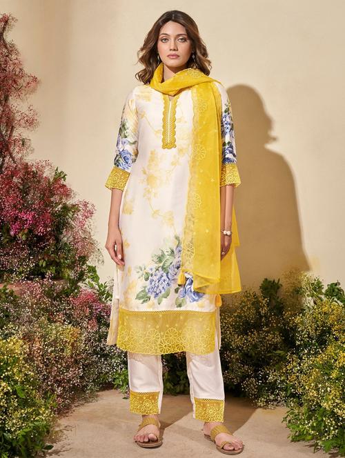 women floral printed kurta pant set with dupatta - 21742344 - Very Small Image - 1