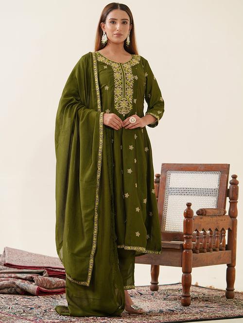 women embroidered kurta pant set with dupatta - 21742361 - Very Small Image - 1