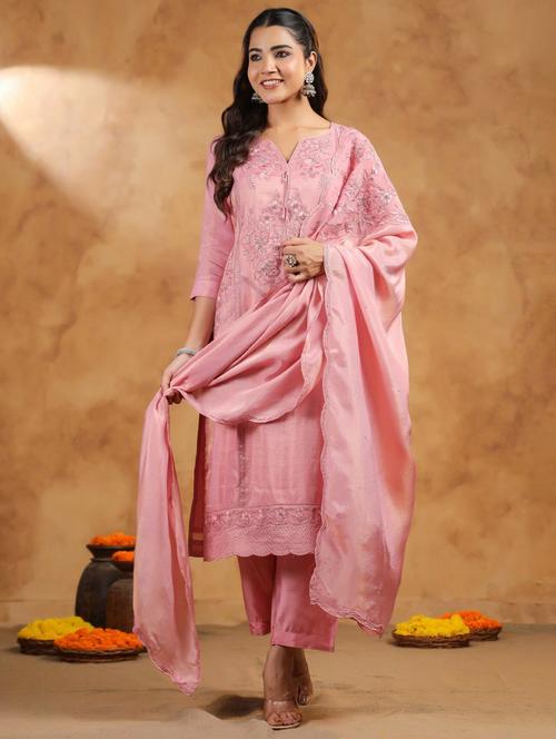 women embroidered kurta pant set with dupatta - 21742379 - Very Small Image - 1