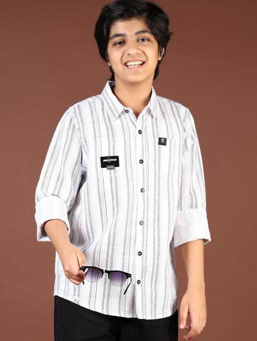 boys striped collared casual shirt - 21742832 - Very Small Image - 1