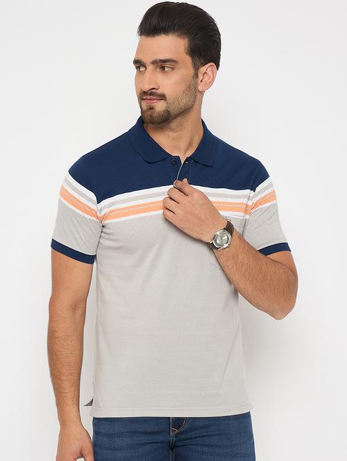 men short sleeves color block polo t-shirt - 21743240 - Very Small Image - 1