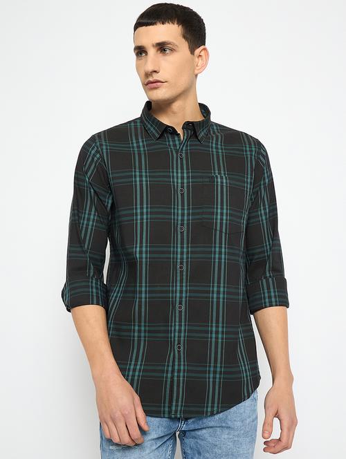 men long sleeves checkered casual shirt - 21743371 - Very Small Image - 1