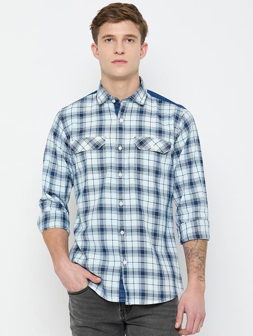 men long sleeves checkered casual shirt - 21743373 - Very Small Image - 1