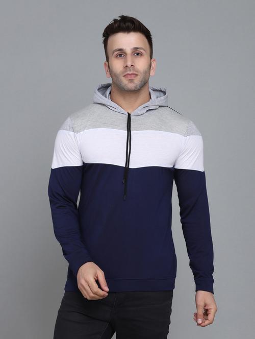 men long sleeves color block t-shirt - 21743684 - Very Small Image - 1