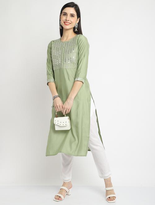 women printed three quarter sleeve straight kurta - 21743918 - Very Small Image - 1