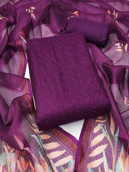 embroidered unstitched suit set with dupatta - 21743991 - Very Small Image - 1