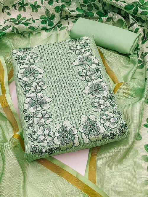 embroidered unstitched suit set with dupatta - 21744017 - Very Small Image - 1