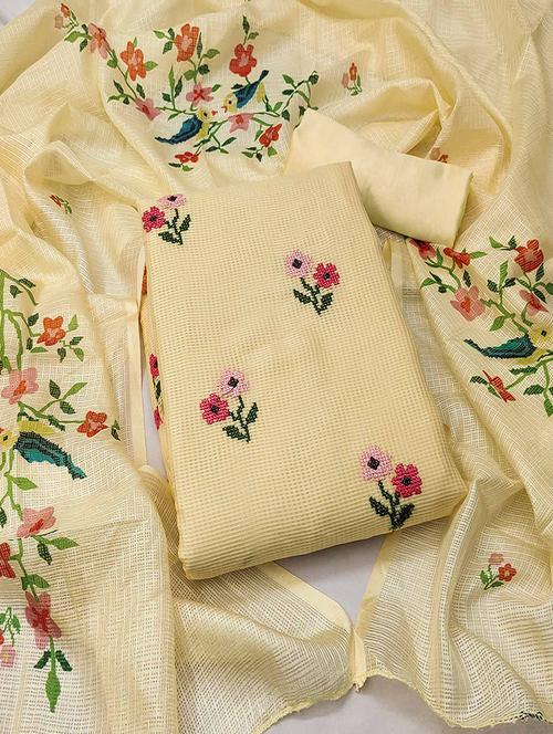 embroidered unstitched suit set with dupatta - 21744018 - Very Small Image - 1