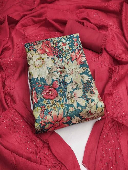 women floral print unstitched suit set with dupatta - 21744041 - Very Small Image - 1