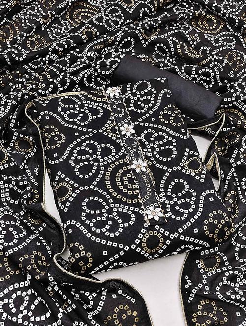 women bandhani print unstitched suit set with dupatta - 21744074 - Very Small Image - 1