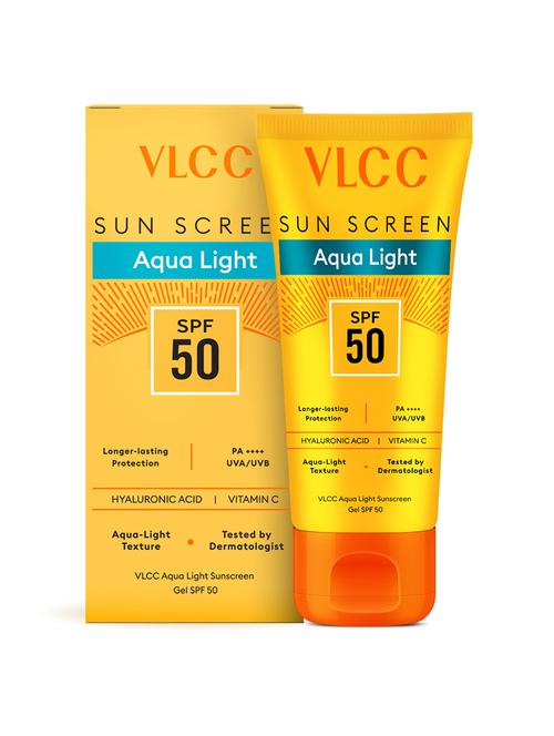 vlcc aqua light sunscreen gel spf 50 pa++++ 100g, fast-absorbing, non-greasy, no white cast - 21744192 - Very Small Image - 1