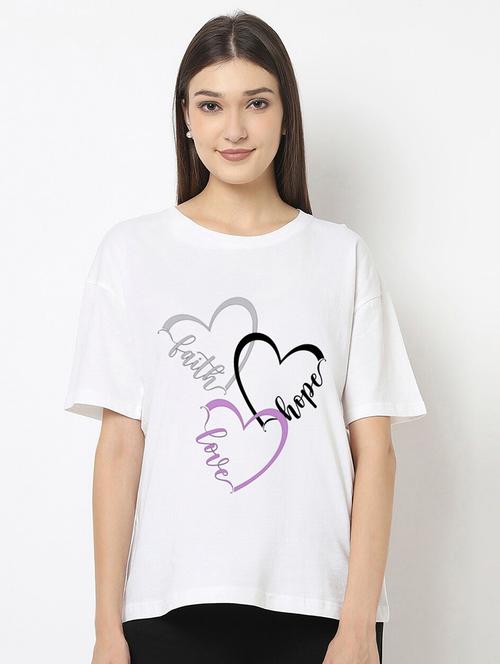 women round neck front printed t-shirt - 21744247 - Very Small Image - 1