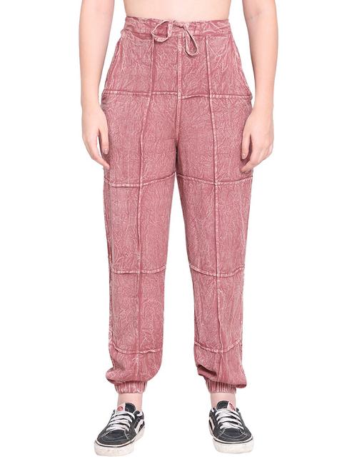 women solid high rise relaxed fit jogger - 21744621 - Very Small Image - 1