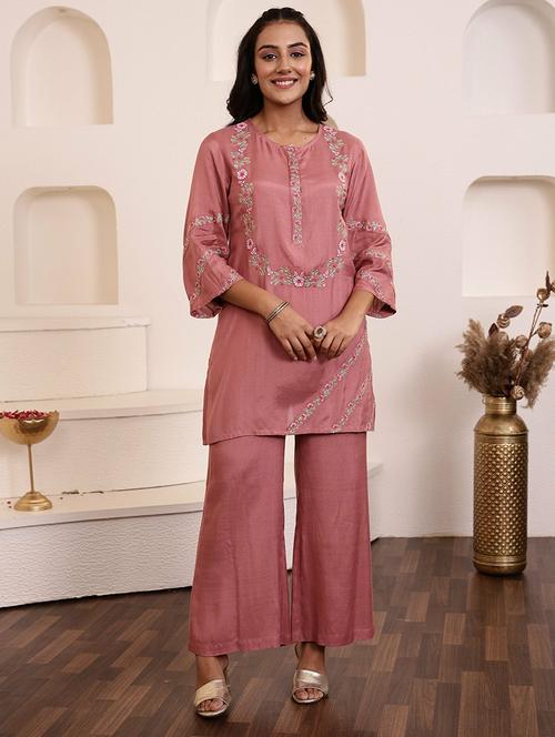 women embroidered top & bottom co-ord set - 21744940 - Very Small Image - 1