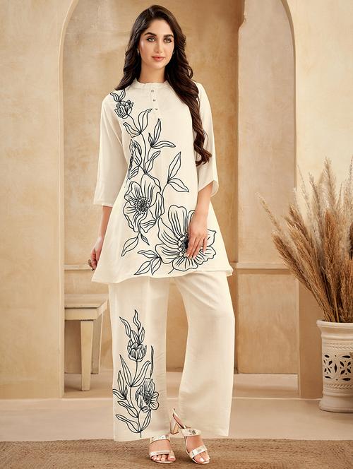 women floral printed top & bottom co-ord set - 21745103 - Very Small Image - 1