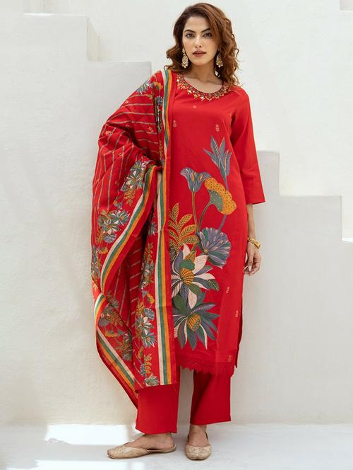 women floral print kurta pant with dupatta set - 21745113 - Very Small Image - 1
