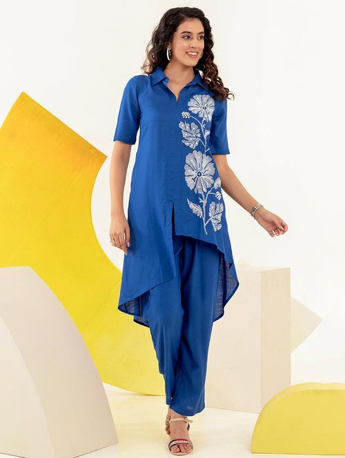 women embroidered asymmetric kurta and pant set - 21745153 - Very Small Image - 1