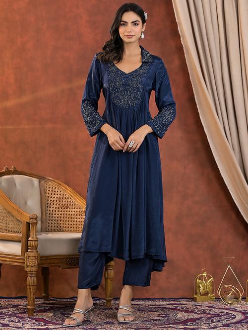 women embellished anarkali kurta and pant set - 21745157 - Very Small Image - 1
