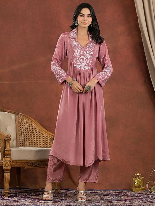 women embellished anarkali kurta and pant set - 21745158 - Very Small Image - 1