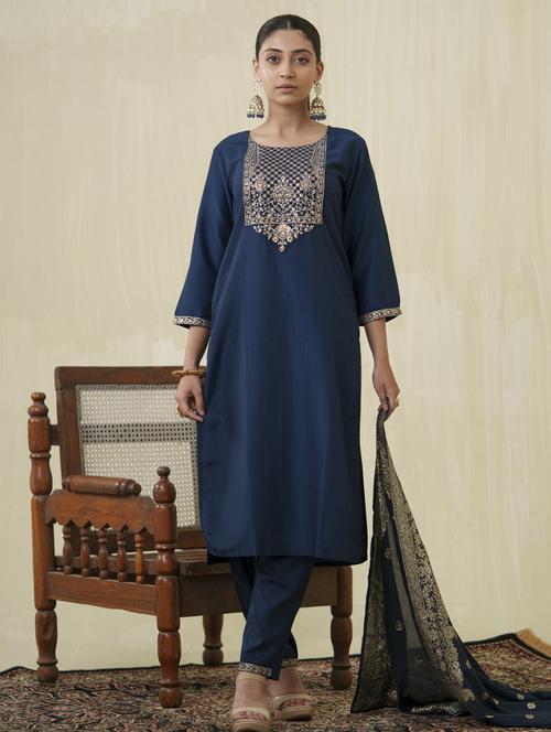women embroidered kurta pant with dupatta set - 21745170 - Very Small Image - 1
