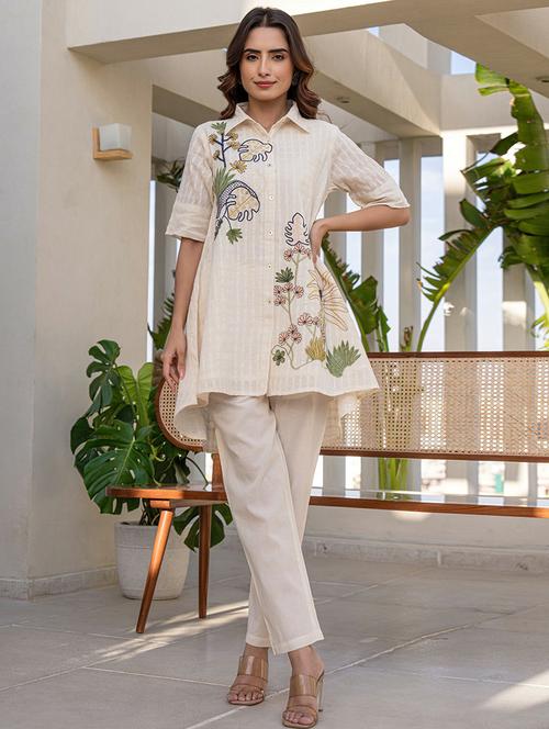 women embroidered top & trouser co-ord set - 21745504 - Very Small Image - 1