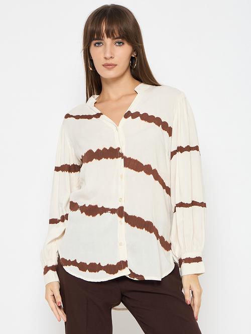 women mandarin neck tie & dye regular shirt - 21745703 - Very Small Image - 1