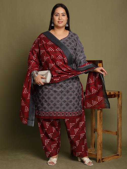 women printed plus size kurta salwar with dupatta set - 21745729 - Very Small Image - 1