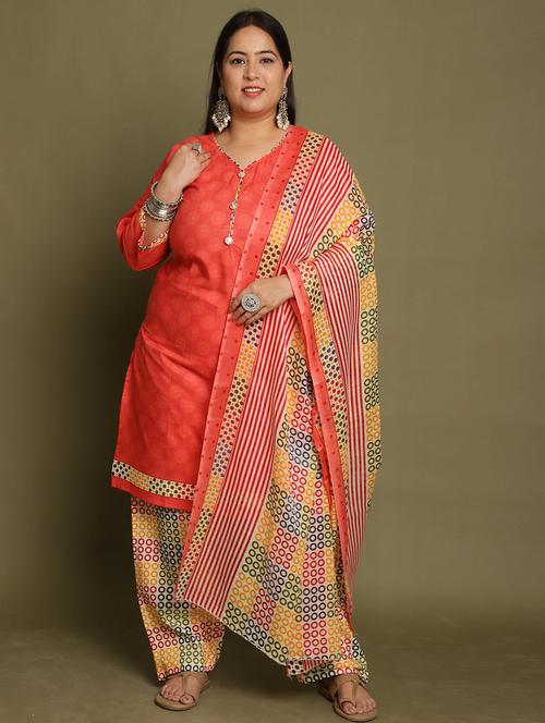 women printed plus size kurta salwar with dupatta set - 21745733 - Very Small Image - 1