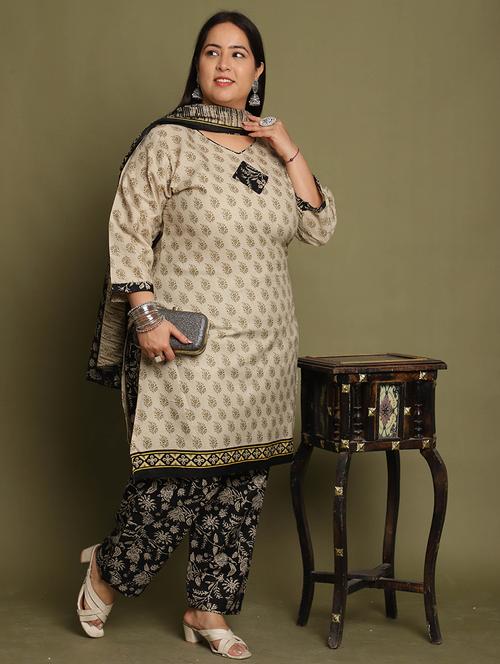 women printed plus size kurta salwar with dupatta set - 21745736 - Very Small Image - 1