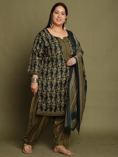 women printed plus size kurta salwar with dupatta set - 21745737 - Very Small Image - 1