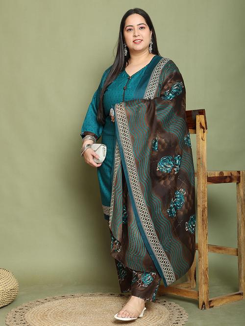 women printed plus size kurta salwar with dupatta set - 21745739 - Very Small Image - 1